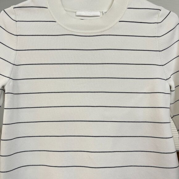 Boss Hugo Boss Fenella White Black Stripe Knit Pullover‎ 3/4 Bell Sleeves Sz M - Picture 4 of 16
